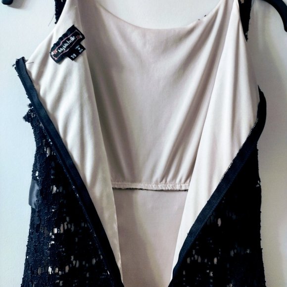 My Michelle Jr. Sz 7/8 Black Lace Prom /Formal/Cocktail Dress Front Satin Ribbon - Picture 2 of 7